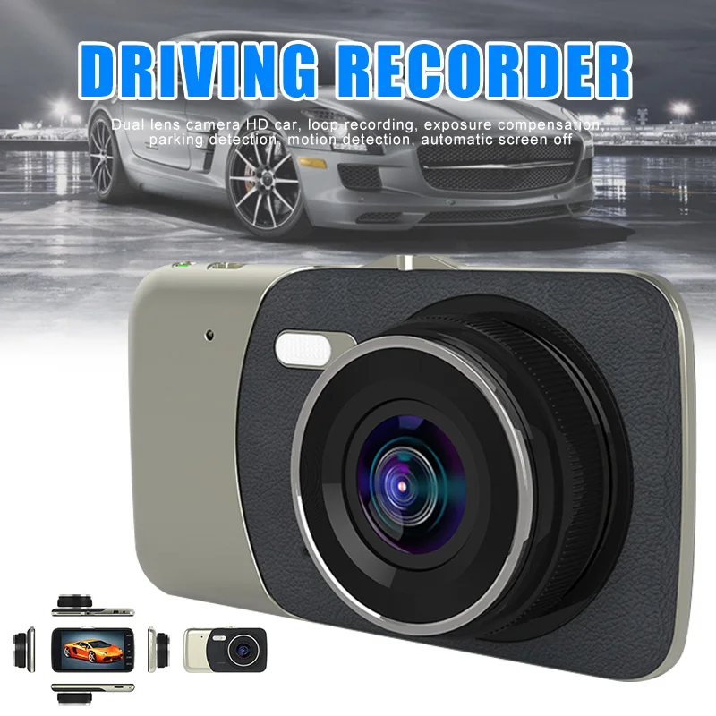 

Driving Recorder 2 Lens 4 Inch Screen Vehicle Cameras Reversing Image Dash Cam Video WIF66