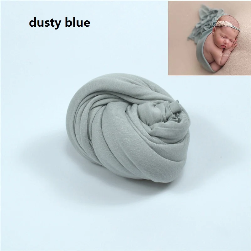 dusty blue Новорожденный реквизит для фотосессии одеяло детское фото обертывание пеленание хлопок растягивающаяся обертка s фото фотосессия фон - Цвет: dusty blue