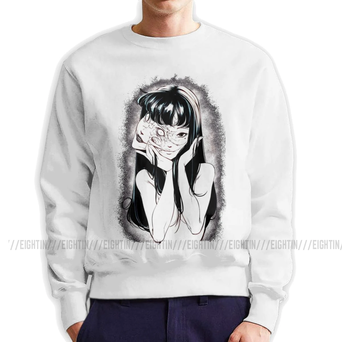 Junji Ito, мужские пуловеры, хлопок, толстовки, новинка, Tomie Japanese Kago Manga Horror Tomie Harajuku, топы, худи для гика - Цвет: Белый