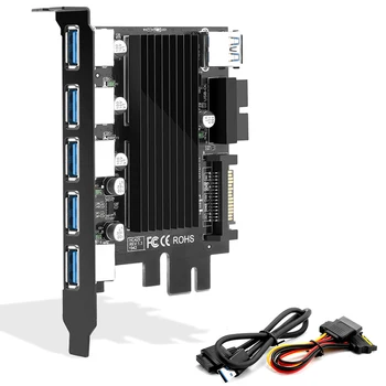 

USB 3.0 PCI-E Expansion Card 5 Ports Hub Adapter External Controller Express 19Pin USB Cable SATA Power Connector Cord