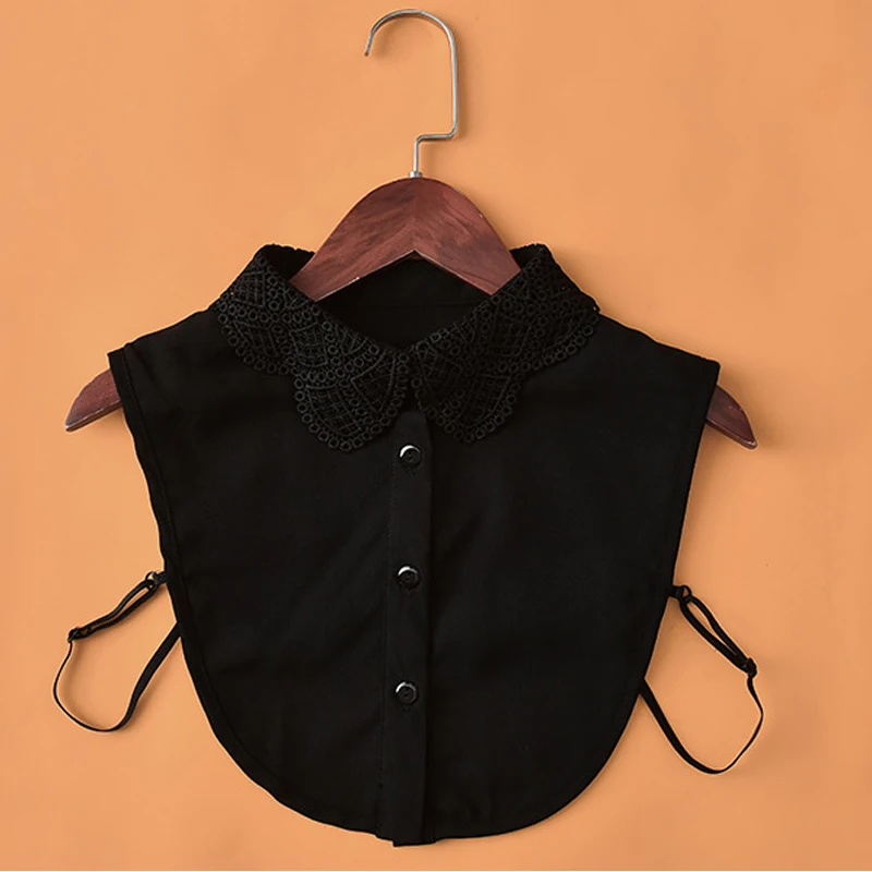 Корейский стиль кружева поддельные кукла воротник женская блузка Модные женские зимние винтажные воротники ткань для женщин Поддельные Половина рубашка Съемный - Цвет: 3 black1