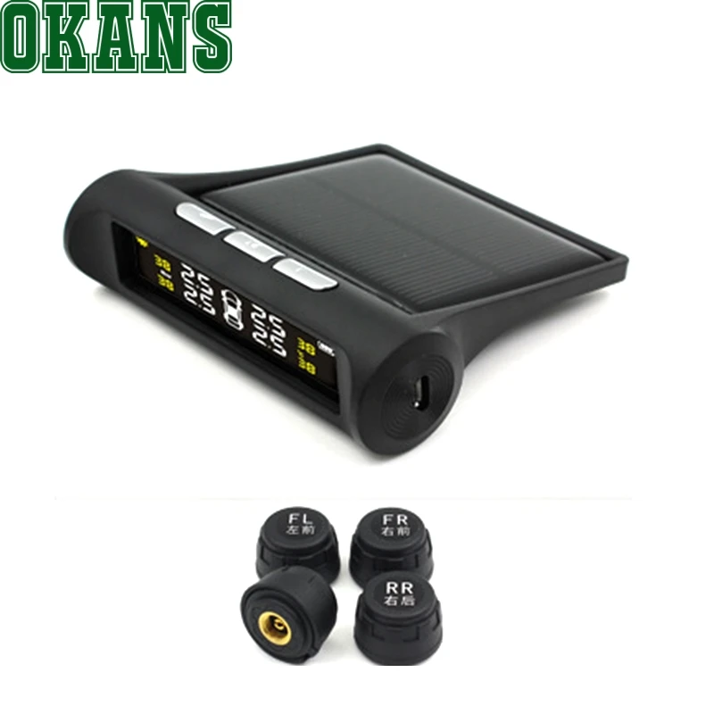 

Solar Wireless TPMS Car Tire Tyre Pressure Monitoring System LCD Display External Sensor Auto Alarm System Car Electronics