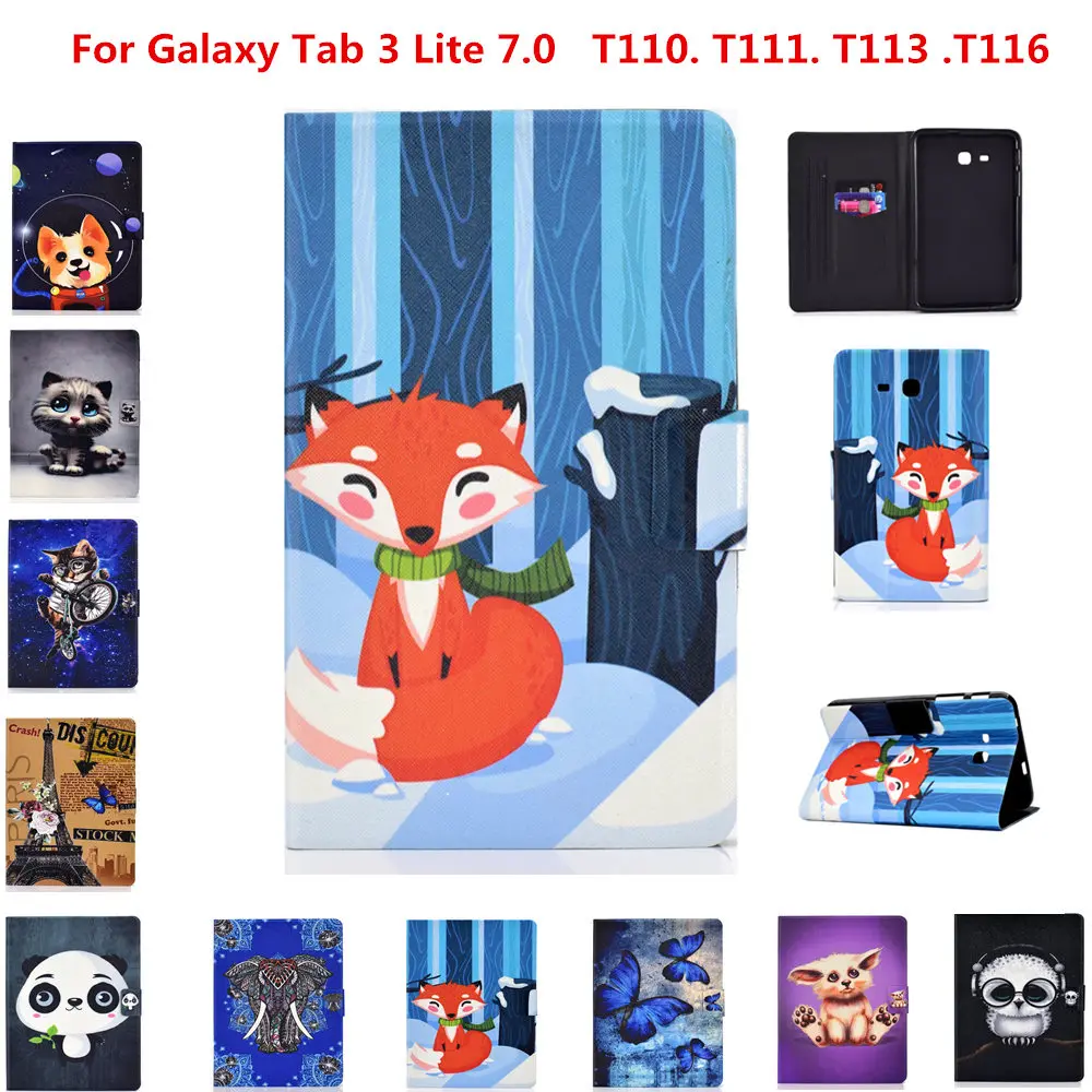 Чехол-подставка для кошек и собак из искусственной кожи для Samsung Galaxy Tab 3 Lite 7,0 SM-T110 T110 T111 Tab E 7,0 T113 T116