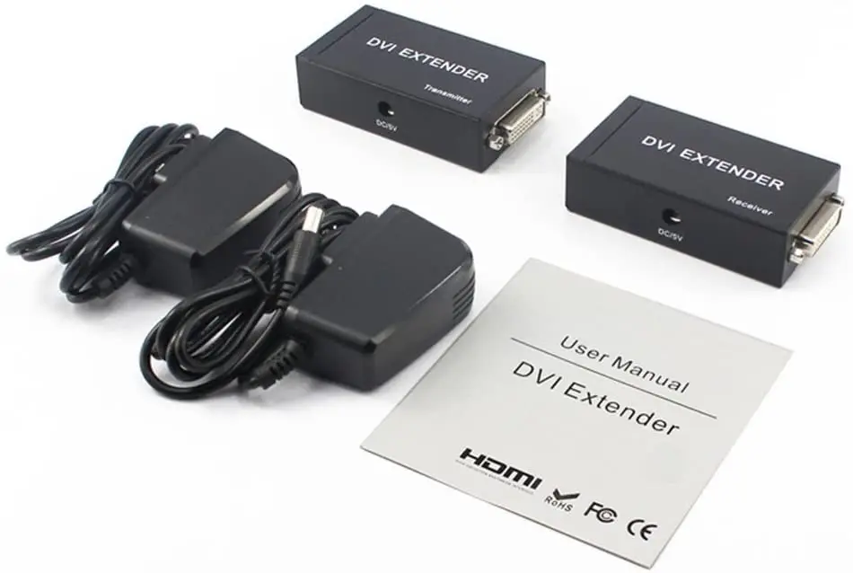 DVI-RJ45 익스텐더 1080P 무손실 증폭기 익스텐더 1080P, Cat5e 를 통한 1080P (최대 60M, 송신기 수신기) 와 호환 가능