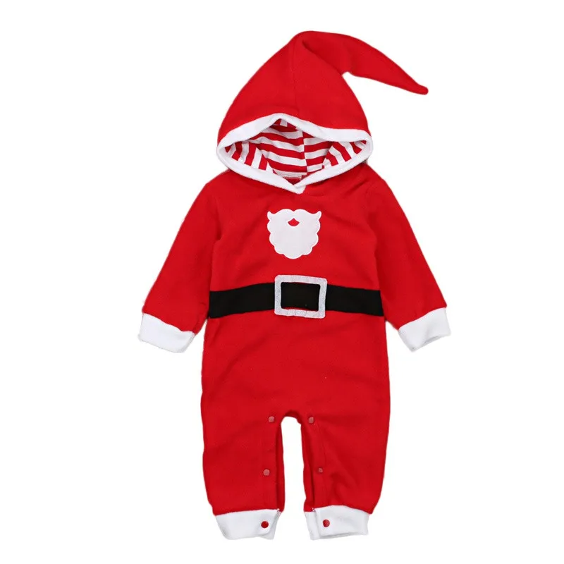 Осенне-зимняя одежда для маленьких мальчиков и девочек Рождественский дизайнерский комбинезон с капюшоном и Санта-Клаусом, повседневный костюм