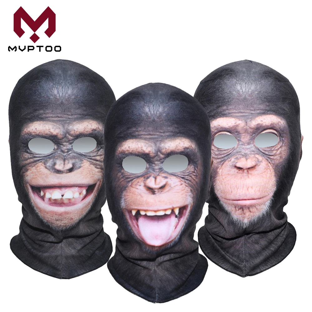Мотоциклетная маска для лица с 3d изображением животных Зимняя Теплая Флисовая