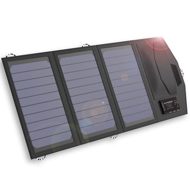 

ABKT-Allpowers Solar Battery Charger Portable 15W Dual Usb Type-C Portable Solar Panel Charger Outdoor Foldable Solar Panel With