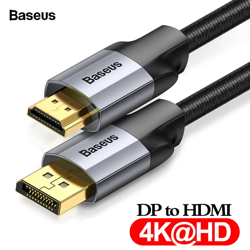 

Baseus DP to HDMI Cable 4K Male to Male Display Port DisplayPort to HDMI Cable Adapter For Projector PS4 PC HDTV Converter Cord
