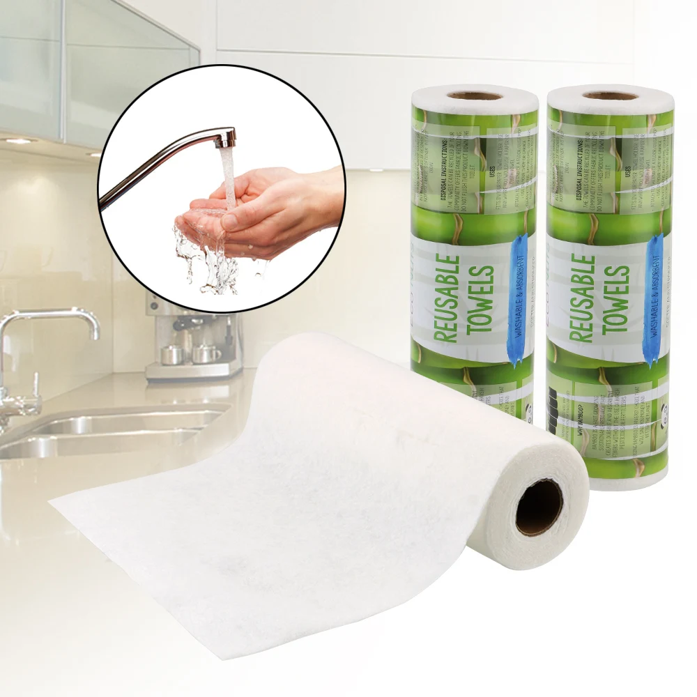 Rouleau D'essuie-mains Réutilisables En Bambou - Très Absorbants, Lavables En Machine, Pour La Cuisine, Le Nettoyage, Et Plus