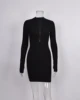 Летнее Новое сексуальное повседневное серое, красное, черное Спортивное Облегающее вязаное платье с длинным рукавом и воротником ► Фото 3/6