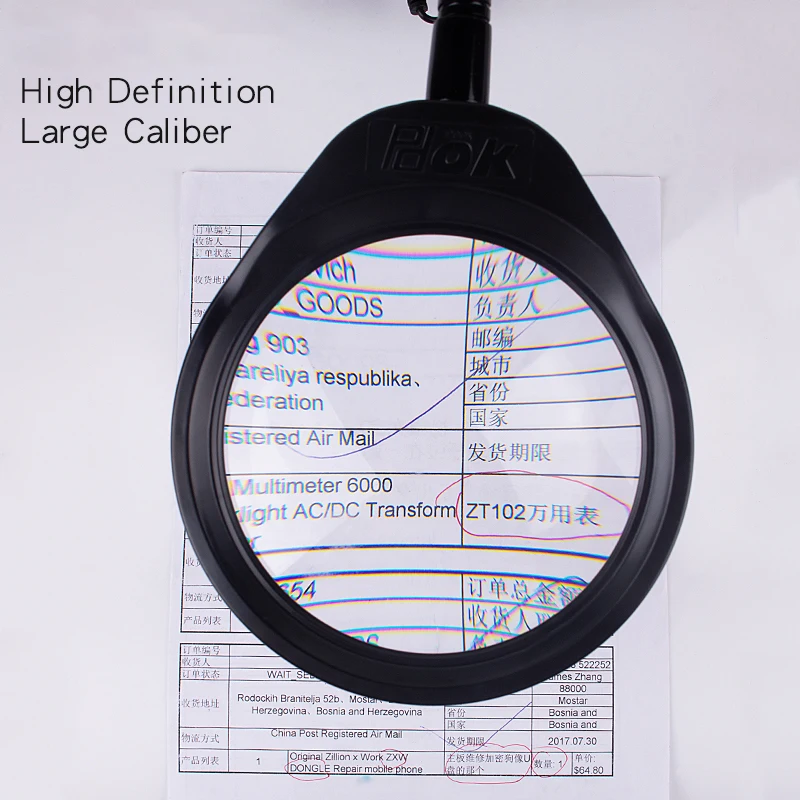  Desk Magnifying Glass With Led Lights Support Lamp Electronic illuminated Magnifier For Reading Pho - 4000068132556