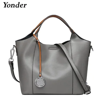 

Yonder 100% Real Cow Leather Women's Handbags Genuine Leather Casual Tote Large Capacity Elegant Lady Shoulder Crossbody Bags