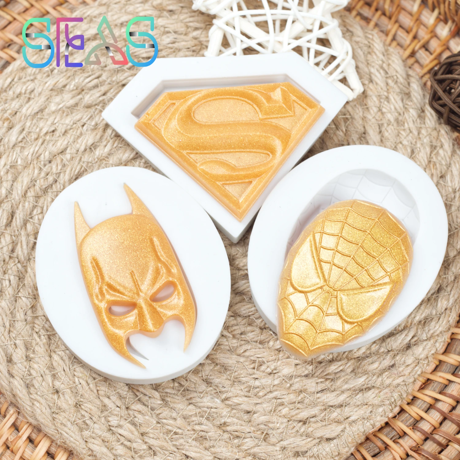 3pc Super Hero Lace Fondant Mold Silicone Cake Molds Cake Decorating
