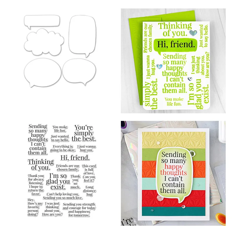 Bolle Di Conversazione Desideri Parole Espressioni Taglio Di Metallo Muore E Timbri Trasparenti Trasparenti Per Album Di Scrapbooking Fai-Da-Te Carte 