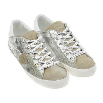 

Philippe model silver sneakers with beige inserts