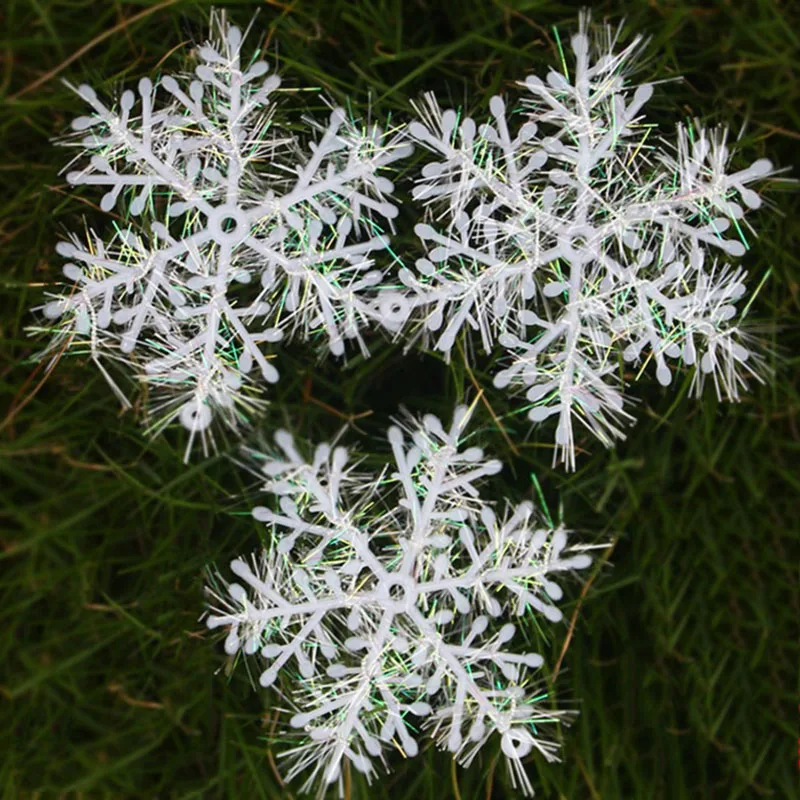 Christmas Tree Decoration White Snowflakes 6cm-18cm Plastic Artificial Snow Home Decorations 2020 Happy New Year Party Supplies | Дом и сад