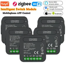 Tuya zigbee wifi módulo de comutação inteligente módulo de conversão 2 gang interruptor módulo dispositivo móvel controle remoto app
