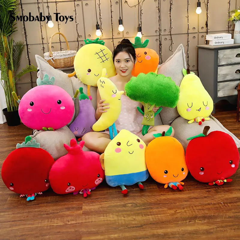 

50cm Simulation vegetable plush pillow cute fruit avocado apple lemon stuffed doll cushion warm handbag kids toy for girl gift