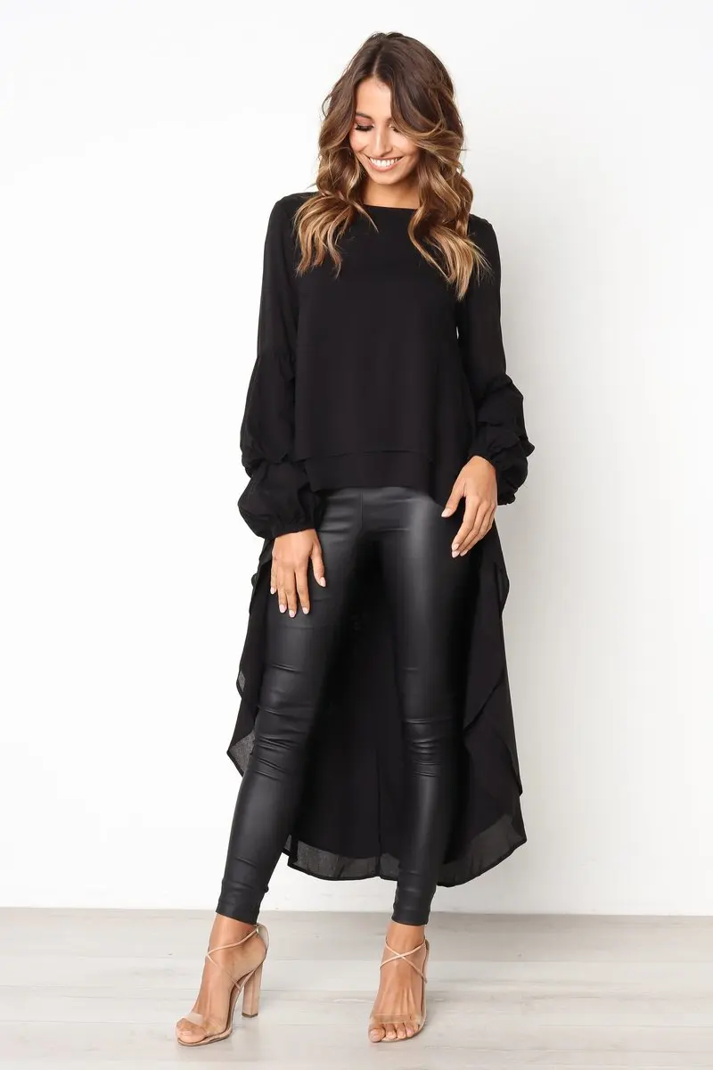 

Fashion Chiffon Blouse Long Sleeve Ladies Tops Irregular Ruffles Shirts Casual Women Tops and Bouses blusas mujer de moda Blouse