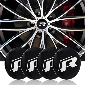 

4pcs/lot 56mm Car Wheel Sticker Center Hub Caps Car Wheel Rim Hubcap For Volkswagen R Golf 5 6 MK7 Tiguan Car Styling
