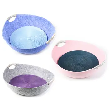 

Cat Beds House with Cool Mat Felt Cloth Dog Sleeping Basket Comfortable Breathable Funny Kitten Puppy Cave