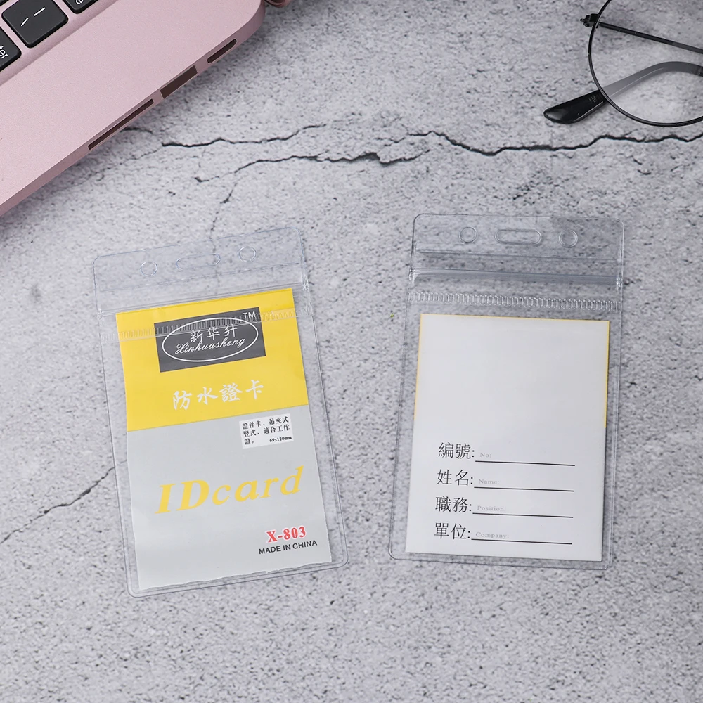 10Pcs PVC Plastic Badge Holder Wallet ID Card Holder Clip for Offices School Exhibition Bank Card Badg Holders Stationery Supply card holder id card holder