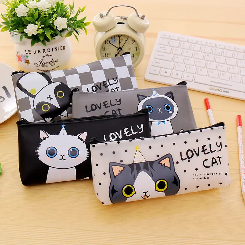 

PU student simple girl pencil case cute cute cat pencil case cartoon stationery pen case pencil bag