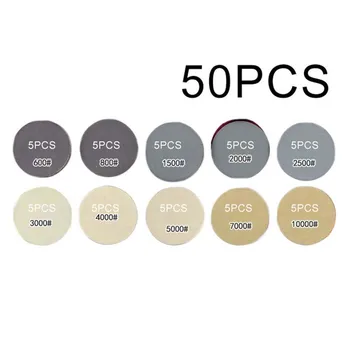 

50PCS 4inch Round Flocking Sandpaper Hook And Loop Silicon Carbide Sanding Discs Durable Wear Resistant