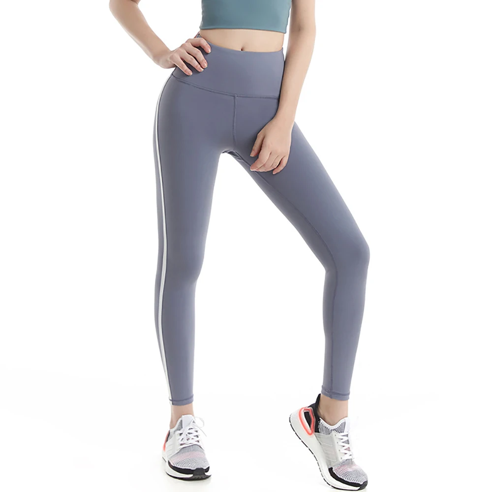 Double-Sided Brushed Yoga Pants Women's Buttock Lifting Tight Sports Fitness Pants Contrast Color Bare Sense Yoga Pant