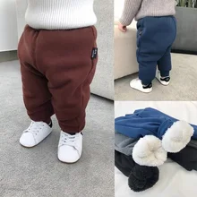 Теплые зимние штаны для мальчиков и девочек детская одежда для мамы зимние штаны с высокой талией с флисовой подкладкой Bej