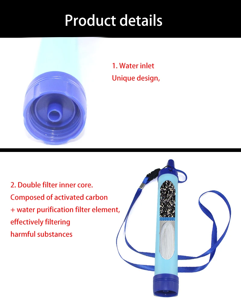 Description Picture 5 of itemCamping Portable Purifier Emergency direct drinking water filtering tool Disinfection individual water purifier Portable filter