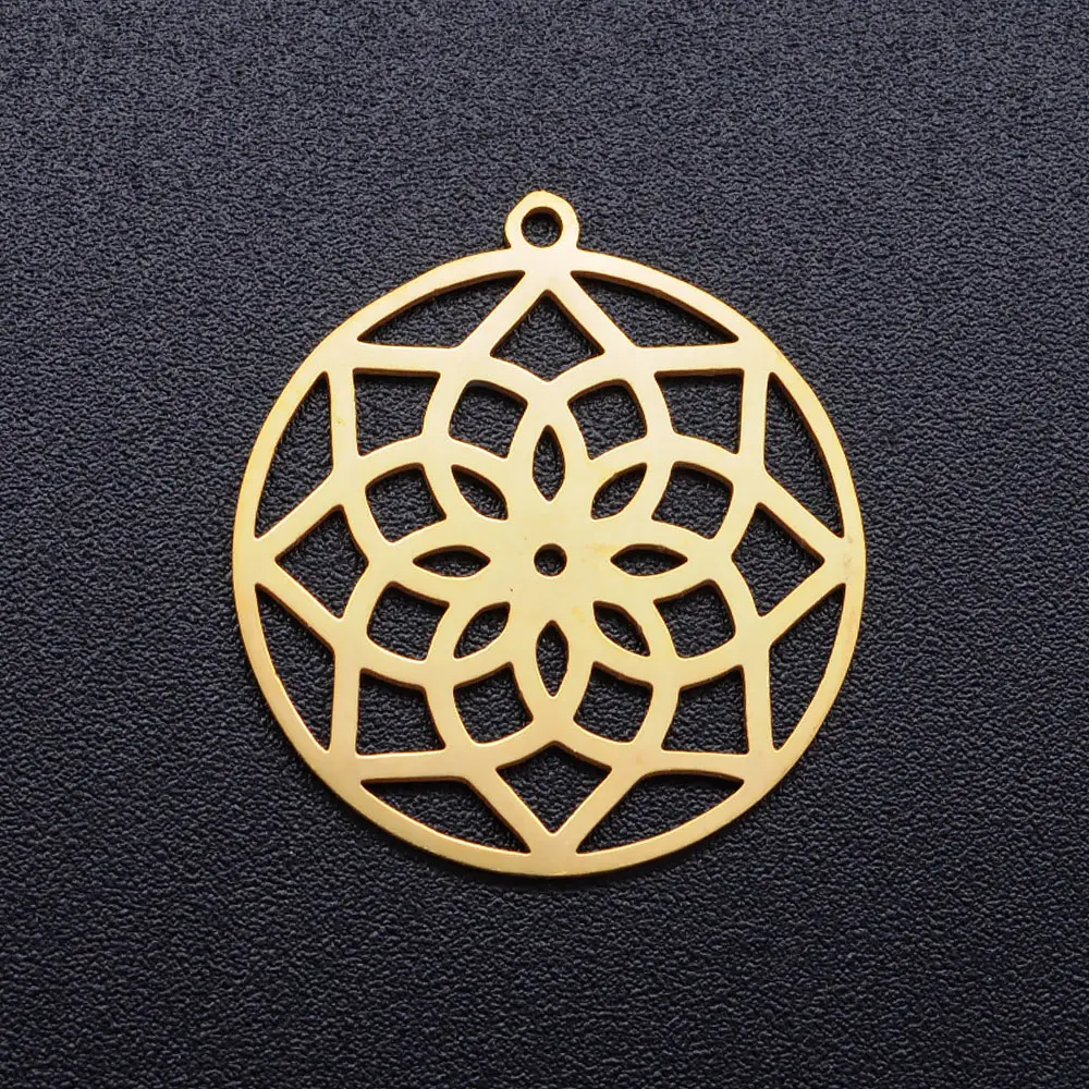 5pcs/lot Lotus Dreamcatcher Stainless Steel DIY Charms Wholesale High Polished Factory Sale Pendants for Necklace Making | Украшения и