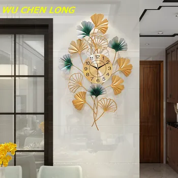 

WU CHEN LONG EUROPEAN LUXURY ART WALL CLOCK HOME LIVING ROOM BEDROOM MUTE CLOCK CREATIVE GINKGO WALL CLOCK DECOR CLOCK R5603