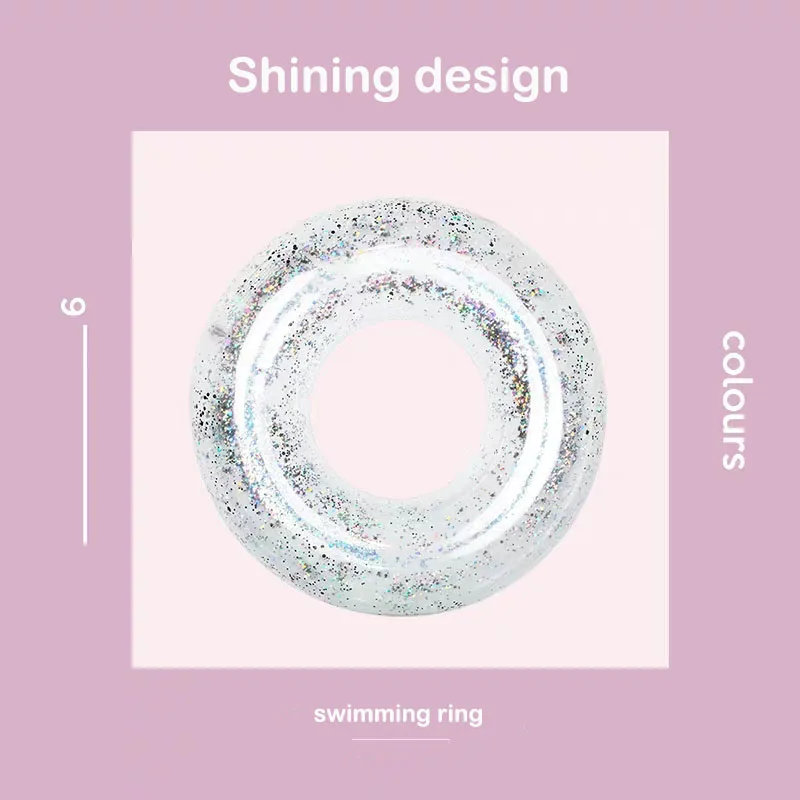 

Inflatable Circle Crystal Transparent Swimming Ring Adult Child Shiny Giant Party Pool Float Toys Sequin Lifebuoy High Quality