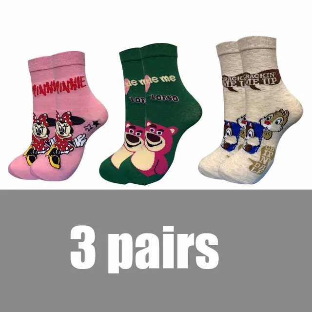 5 Pairs Casual Cute women Socks animal Cartoon Mickey Minnie Daisy socks Cotton invisible funny socks size 35-41 Dropshipping 16