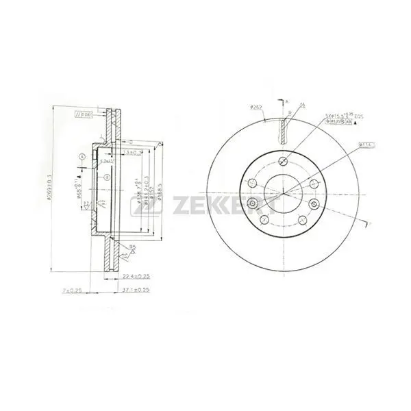 Диск торм. перед. Renault Duster 11 ZEKKERT bs-5594
