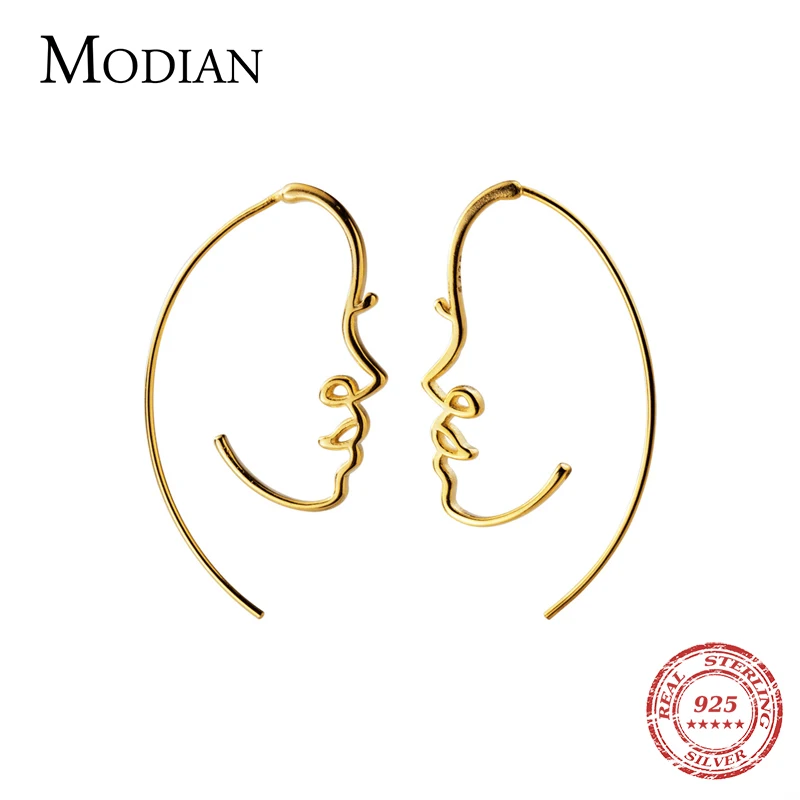 Modian Exquisite Stylish Geometric Face Design Drop Earrings 925 Sterling Silver Unique Dangle Earring For Women Fine Jewelry