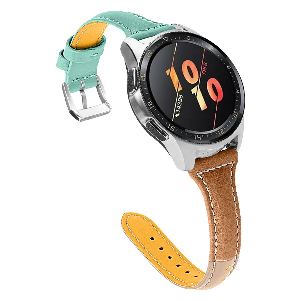 Green Быстроразъемный ремешок для часов 22 мм, универсальный браслет для samsung Gear2 R380, кожаный ремешок для часов Fossil Q - Цвет: Green
