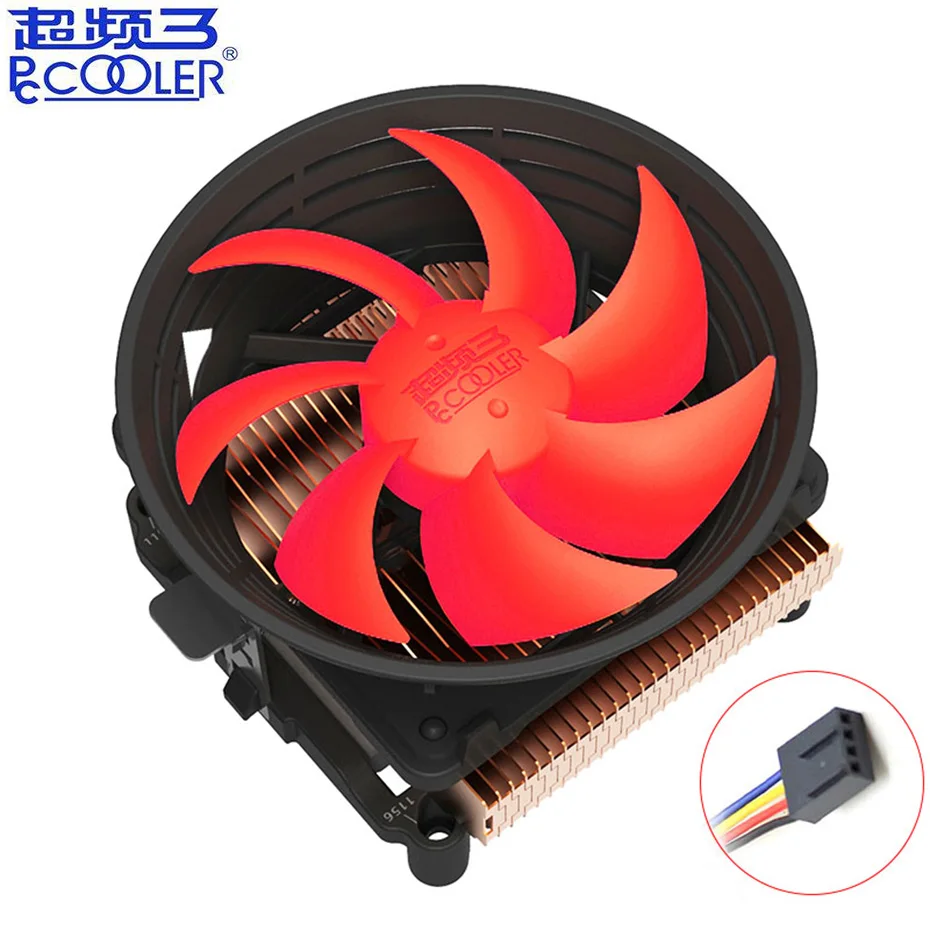 Pccooler Q100M медное покрытие кулер процессора 10 см 4pin ШИМ тихий вентилятор для Intel 775 1150 1151 1155 1156 AMD Q100 PC Вентилятор охлаждения