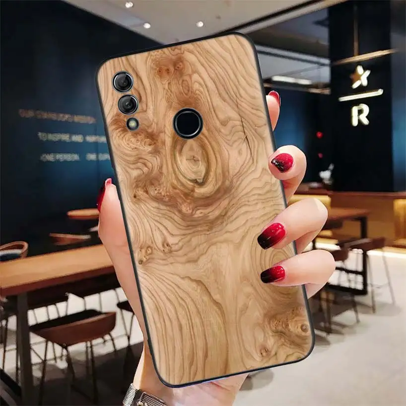 Рисунком деревянной текстуры черный чехол для huawei Y9 Y5 Y6 Y7 Honor 10 9 Lite 9X8X8 S 8A фотоаппаратов моментальной печати 7S 7A 10i 20i V20 чехол для телефона Capa