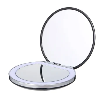 

New Cosmetic Mirror Mini Portable Pocket LED Makeup Mirror with Light Rechargeable Compact 3X Magnifying Makeup Folding Mirror