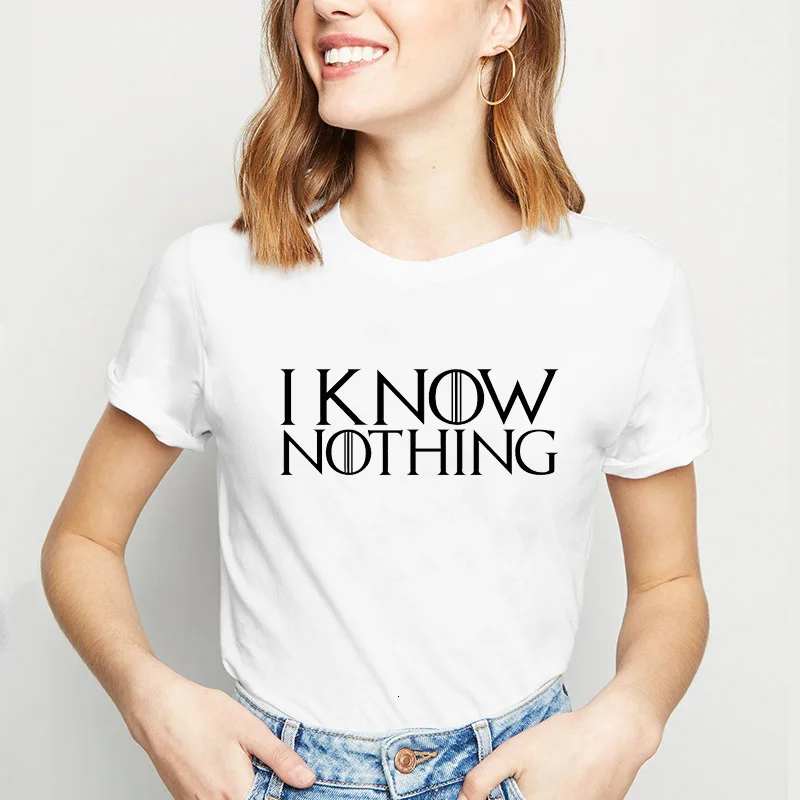 

off white I Know Nothing Dracarys Beautiful Drama Right Real Game Short Sleeve New tshirt t-shirt female