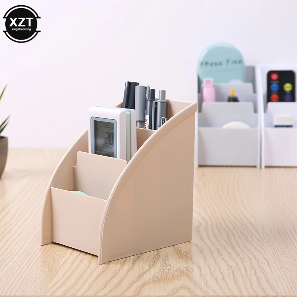 Multifunctional 3 Grid Remote Control Box Cosmetics Desktop Storage Case Stand Holder Office Stationery Phone Organizer 3 Colors