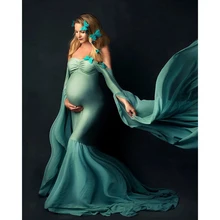 

Sexy Shoulderless Maternity Photography Props Long Dress For Pregnant Women Fancy Pregnancy Dress Elegence Maxi Gown Photo Shoot