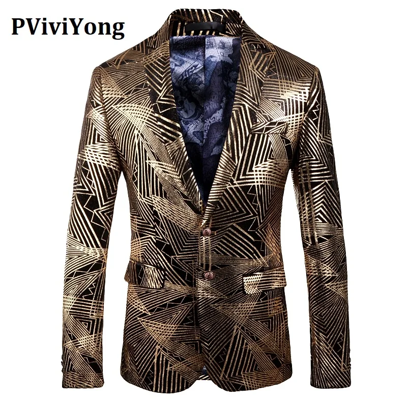 Бренд PViviYong,, высокое качество, костюм, топ для мужчин, мужской блейзер, местные тираны, золотой костюм, пиджак для мужчин, вечерние, приталенный, костюм для мужчин, 202 - Цвет: Champagne gold