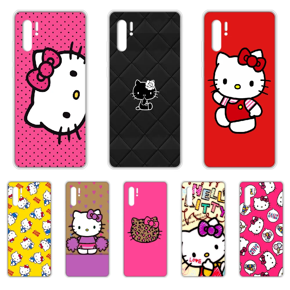

Cartoons hello--kitty lovely Cat Phone Case cover For HUAWEI p 8 9 10 20 30 40 P pro Smart 2017 2019 Z lite transparent shell