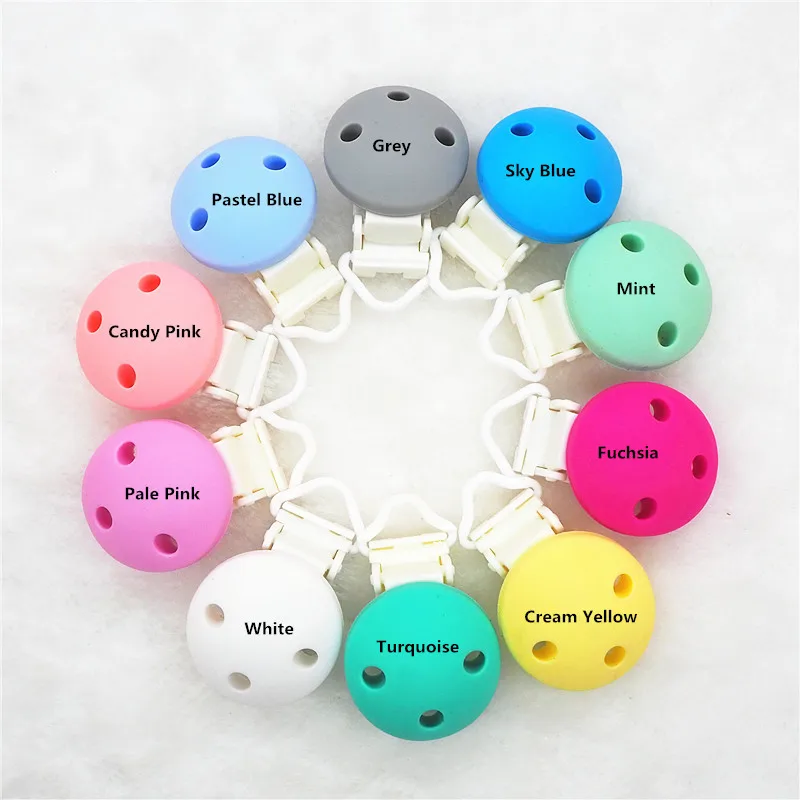 Round Plastic Chenkai, 10 шт., круглый медведь, звезда, силиконовые зажимы для прорезывателей, сделай сам, Детская соска, пустышка, держатель на цепочке, пустышка для кормления, ювелирные изделия, игрушки, клипсы - Цвет: Round Plastic