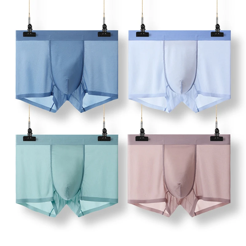 

Ice Silk Men Underwear New Style Mens Mesh Seamless Underpants Breathable Boxers Thin Section Boxer Shorts Cozy Men's Panties