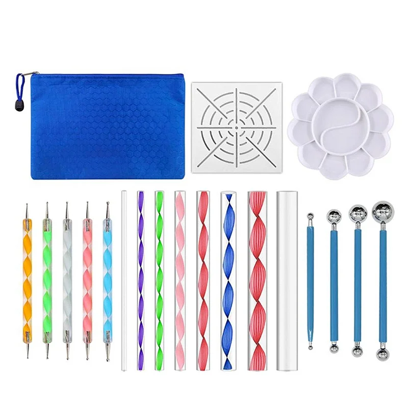 

19pcs/Lot Ceramic Clay Ball Mandala Dotting Tools Pottery Draw Painting Tools Sculpture Tool For Manicure Nail Art Mandala Rock