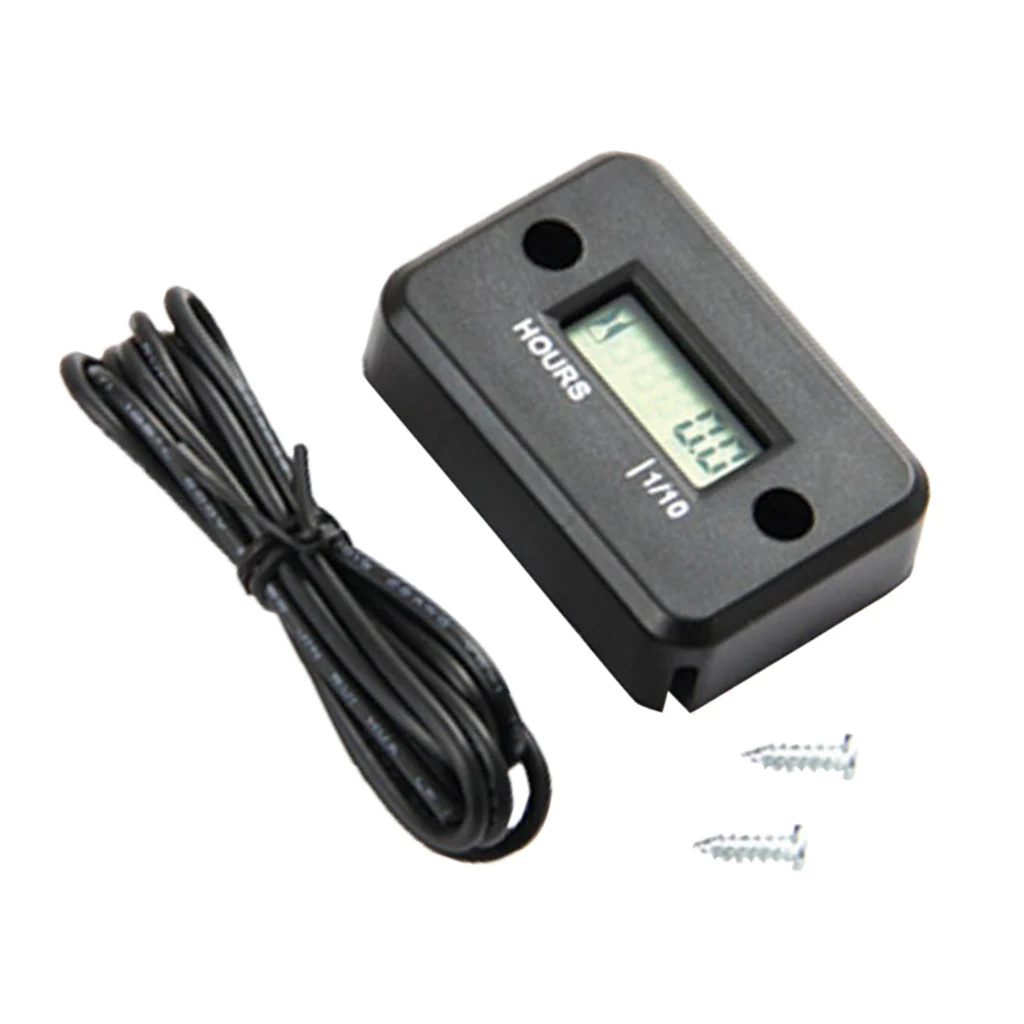 Motorcycle ATV Boat Digital Tachometer Gauge Hour Meter Black Waterproof